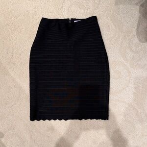 Herve Leger Black Textured Pencil Skirt